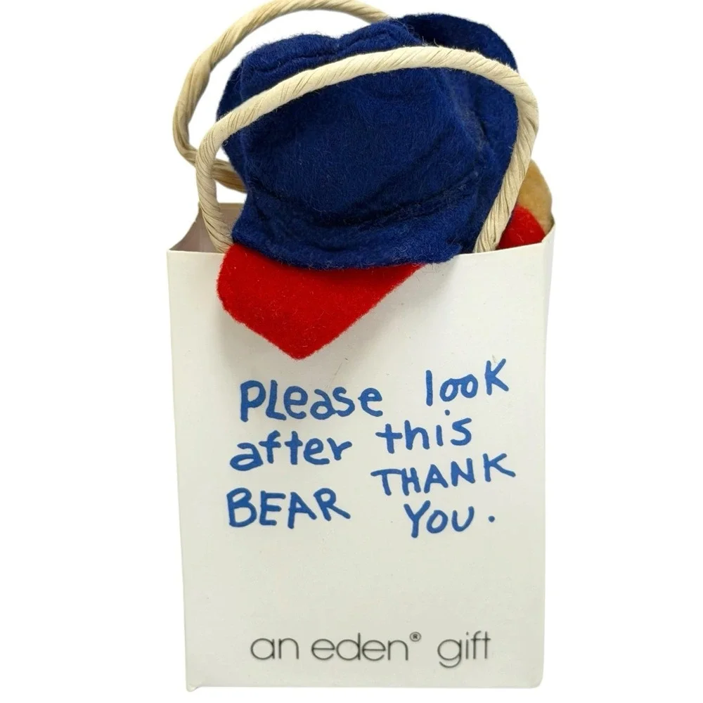 Vintage 1986 Paddington Bear Eden Toys Miniature Plush Toy in Bag Korea 5